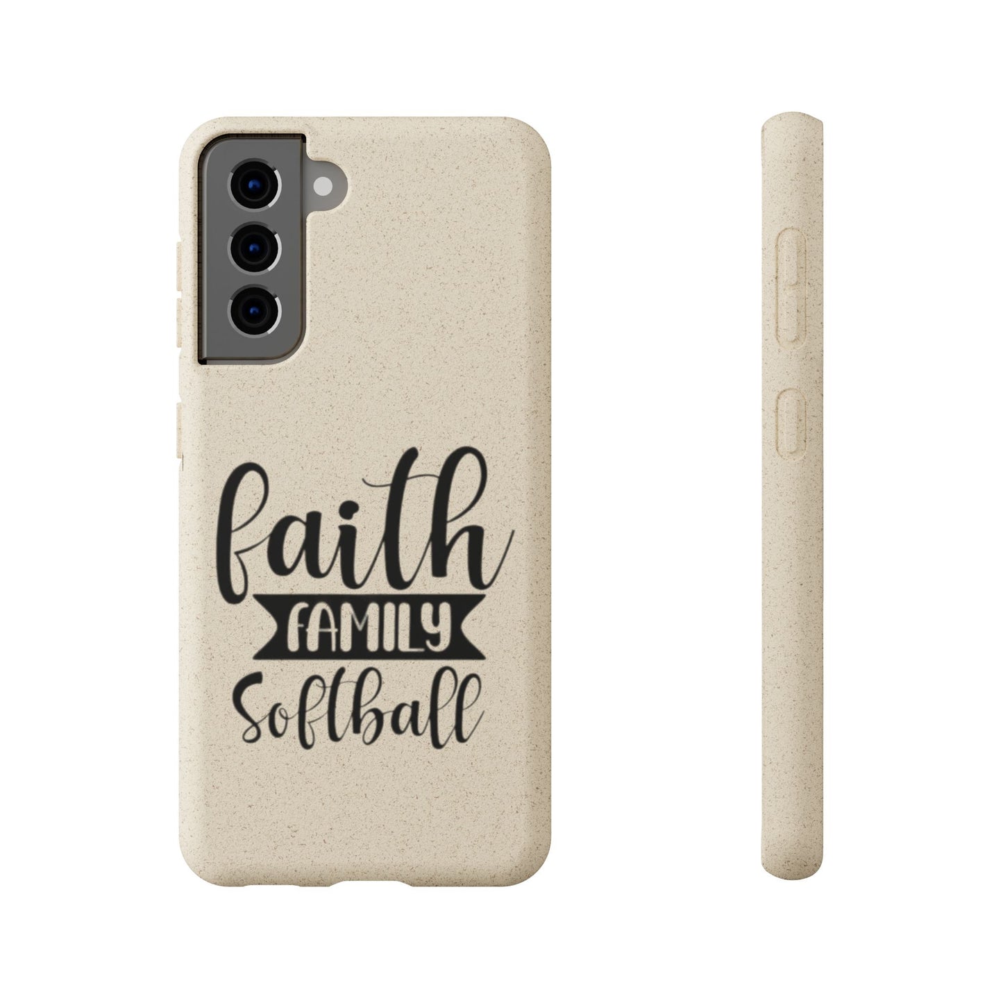 Biodegradable Softball Case - Faith Family Design, Eco-Friendly Phone Cover, Gift for Softball Lovers, Sustainable Accessory, Sports [...]