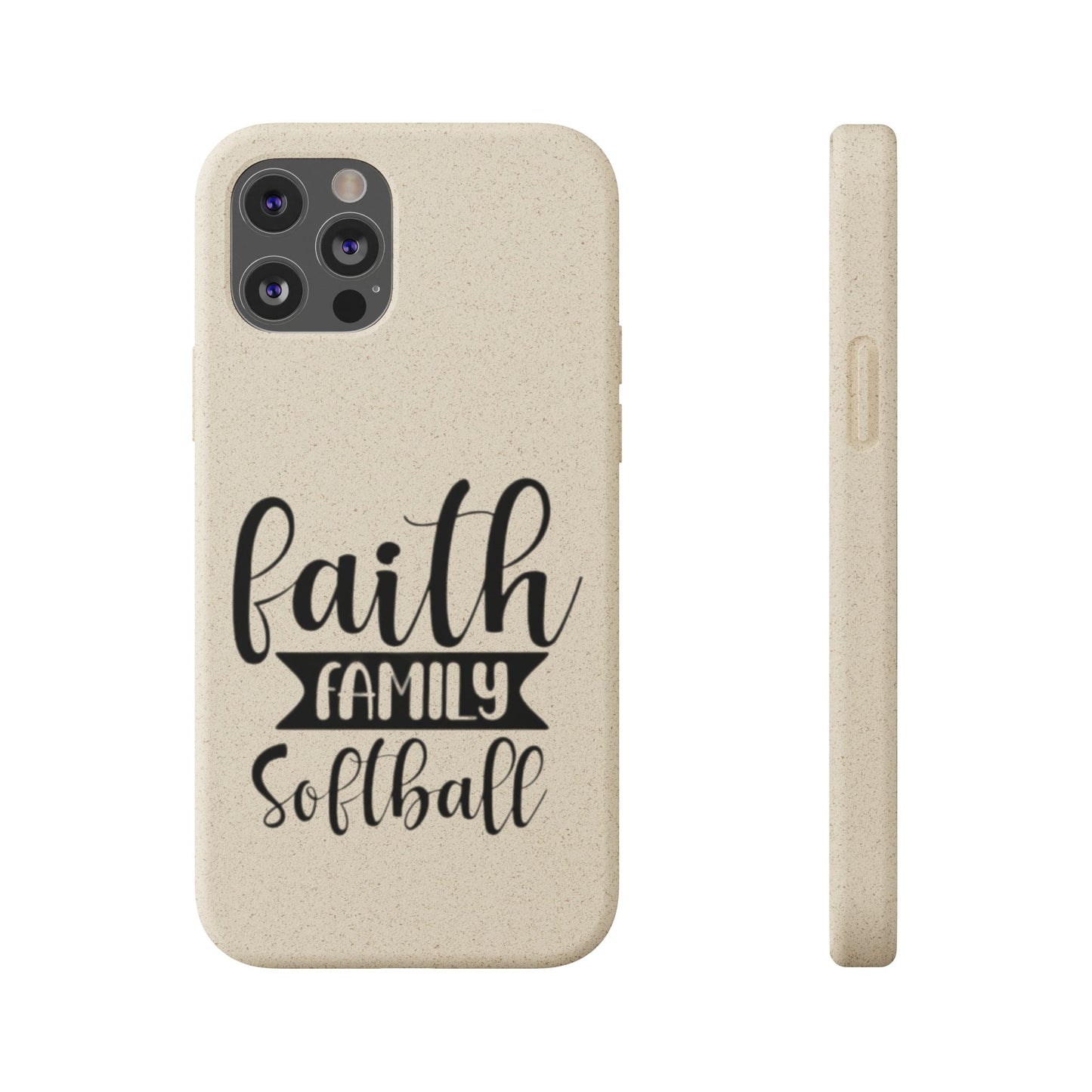 Biodegradable Softball Case - Faith Family Design, Eco-Friendly Phone Cover, Gift for Softball Lovers, Sustainable Accessory, Sports [...]
