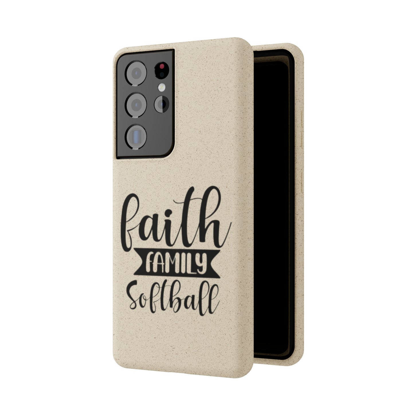 Biodegradable Softball Case - Faith Family Design, Eco-Friendly Phone Cover, Gift for Softball Lovers, Sustainable Accessory, Sports [...]