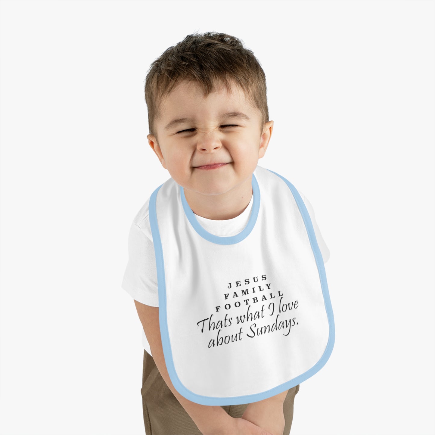 Bib for Baby Football Lovers, Cute Baby Bib, Baby Shower Gift, Religious Baby Gift, Kids Jersey Bib, Sunday Family Bib