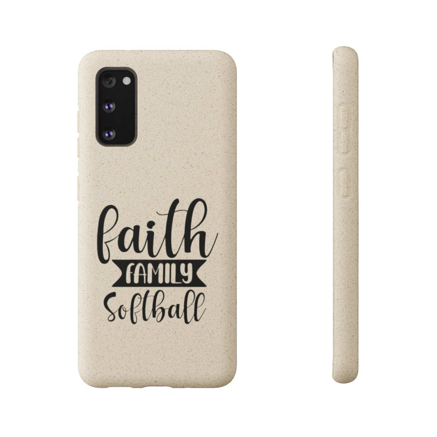 Biodegradable Softball Case - Faith Family Design, Eco-Friendly Phone Cover, Gift for Softball Lovers, Sustainable Accessory, Sports [...]