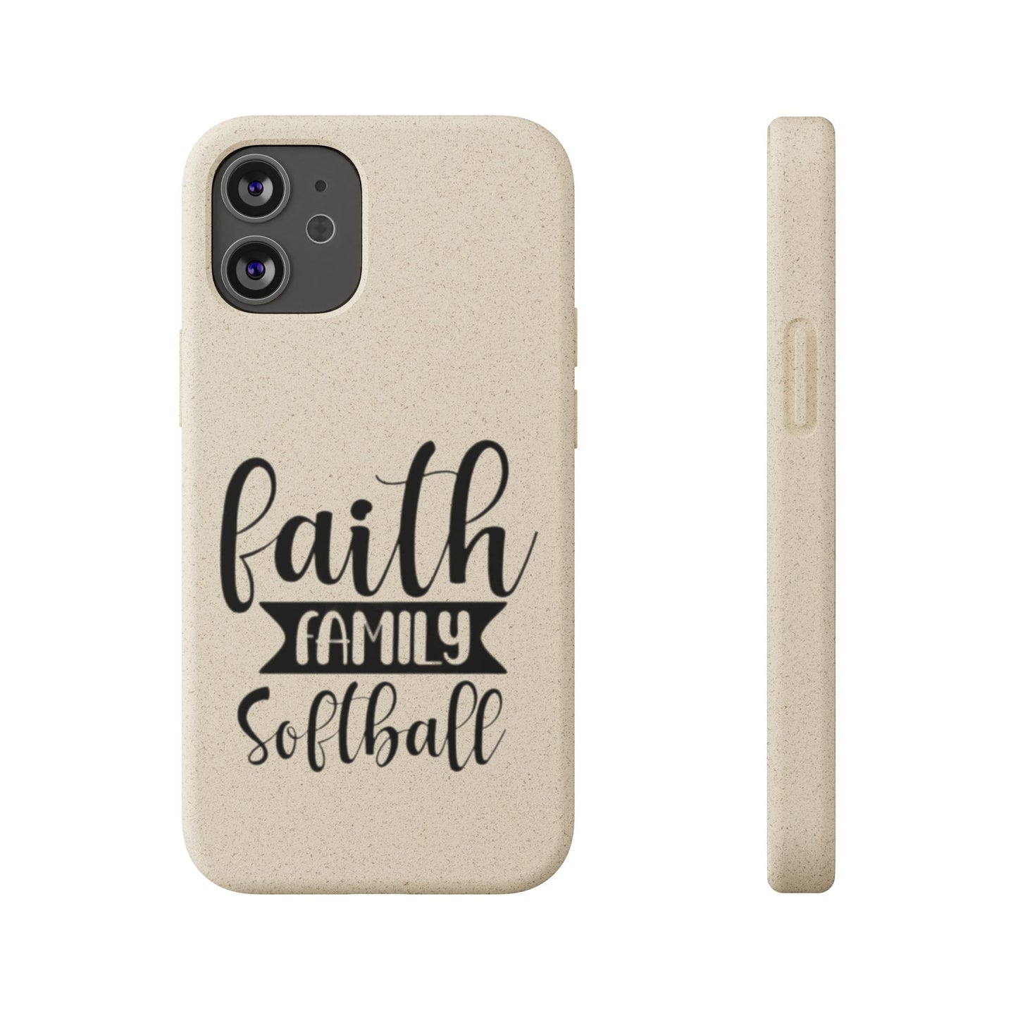 Biodegradable Softball Case - Faith Family Design, Eco-Friendly Phone Cover, Gift for Softball Lovers, Sustainable Accessory, Sports [...]