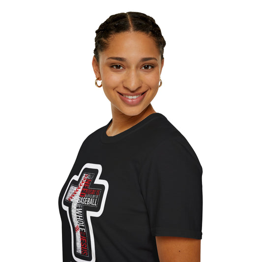 Baseball Cross T-Shirt - Faith & Sports, Unisex Tee, Gift for Baseball Lovers, Christian Apparel, Soft Cotton Tee