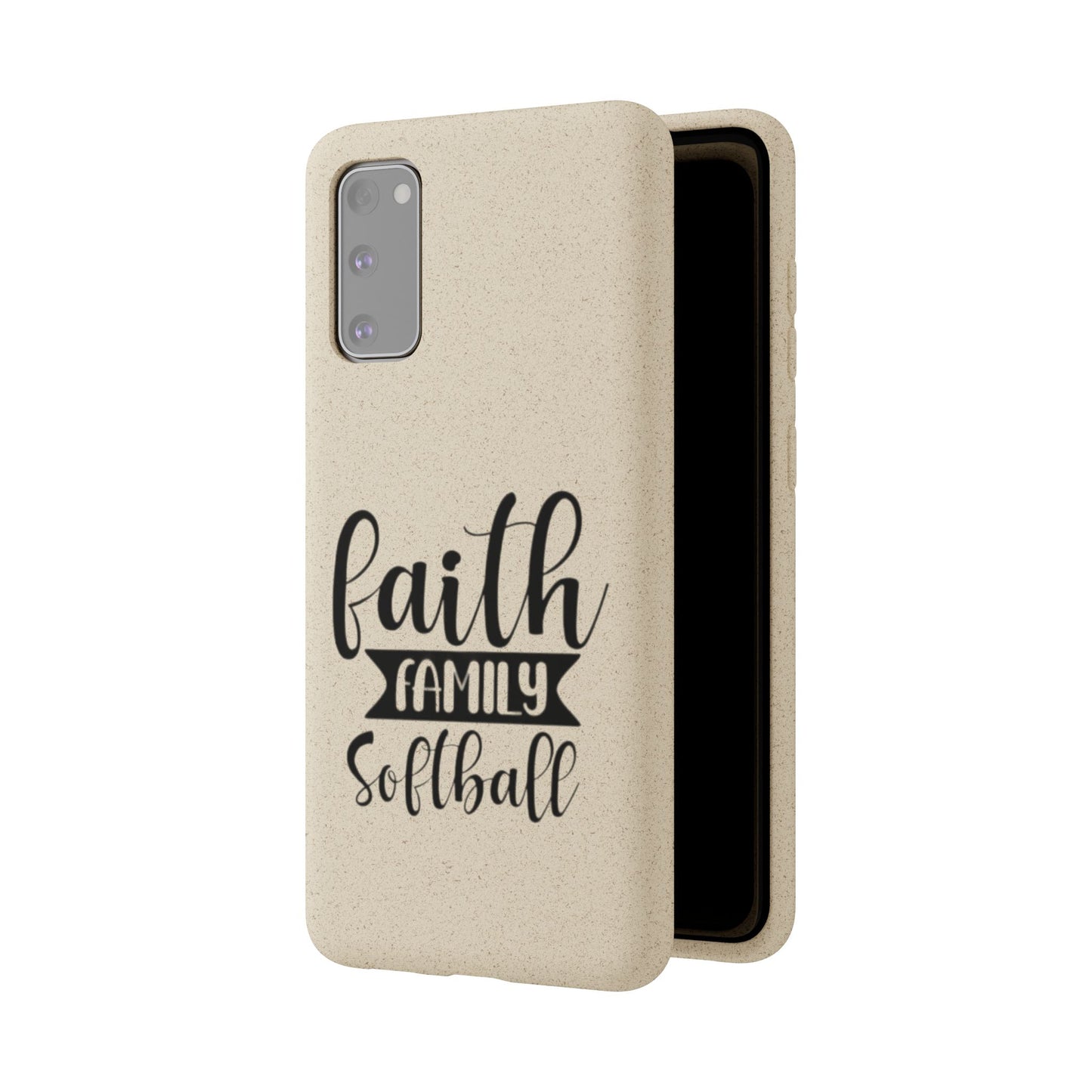 Biodegradable Softball Case - Faith Family Design, Eco-Friendly Phone Cover, Gift for Softball Lovers, Sustainable Accessory, Sports [...]