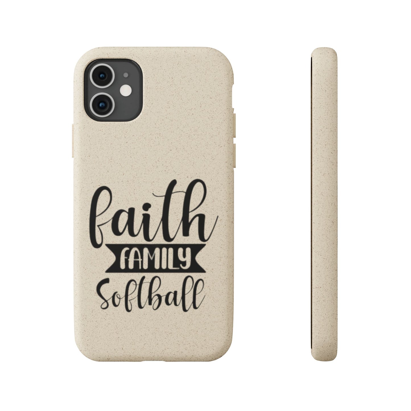 Biodegradable Softball Case - Faith Family Design, Eco-Friendly Phone Cover, Gift for Softball Lovers, Sustainable Accessory, Sports [...]