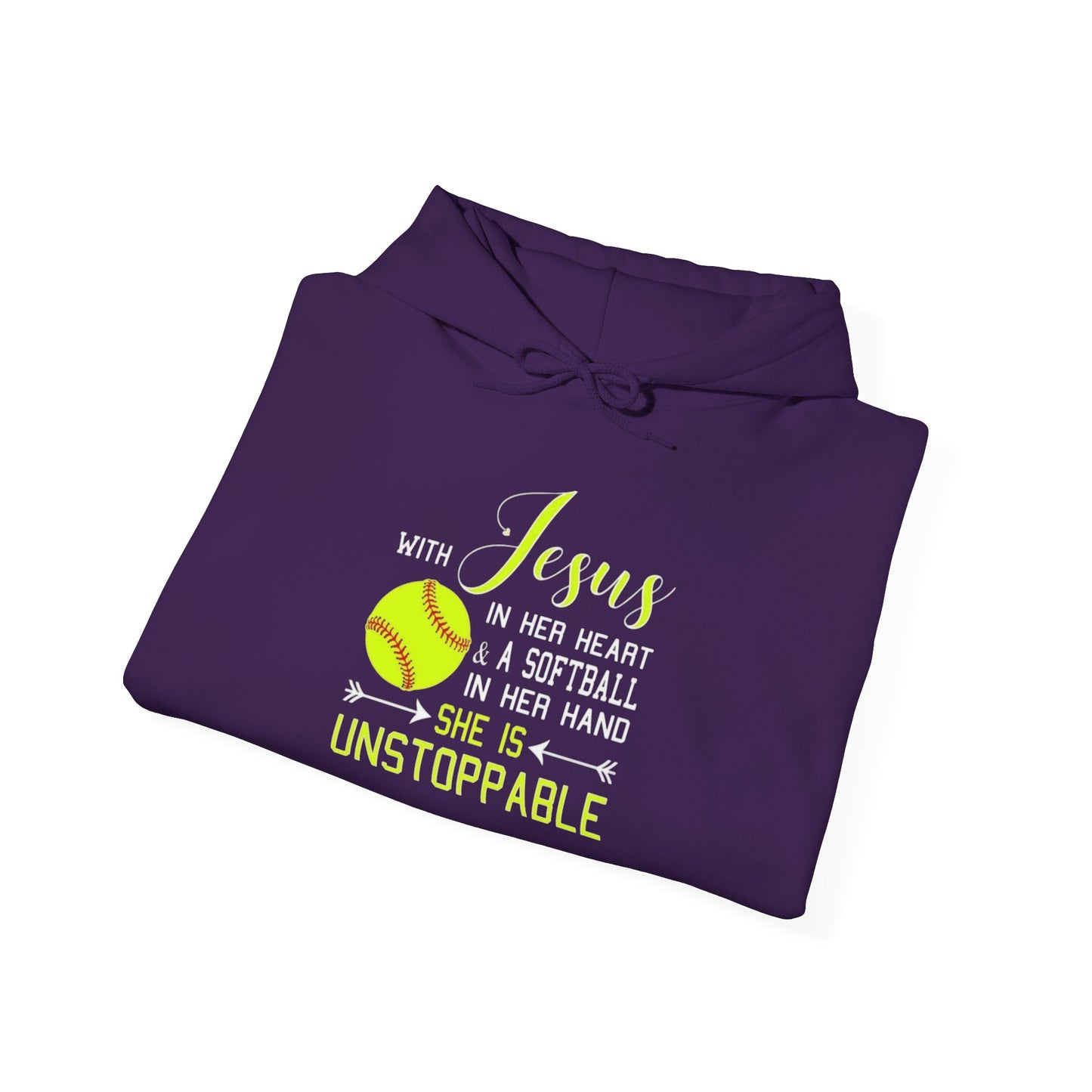 Unstoppable Faith Hooded Sweatshirt | Christian Gift for Softball Players | Inspirational Hoodie | Activewear for Women | Birthday Gift
