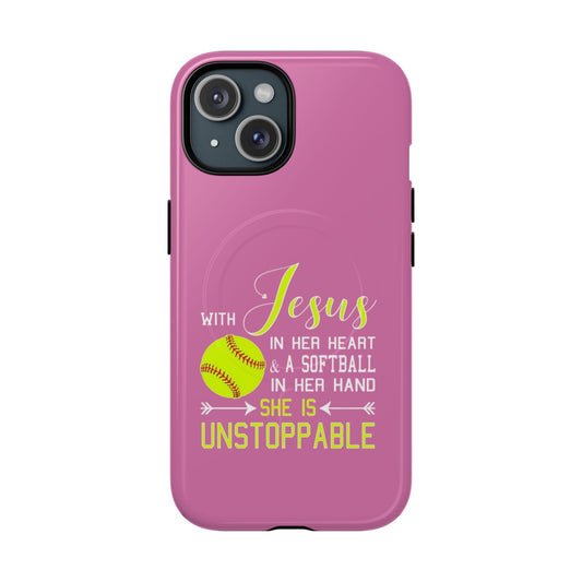 Stylish Magnetic Phone Case, Softball Lover Gift, Unstoppable Case with Jesus Design, Sports Accessory, Christian Sports Enthusiast [...]