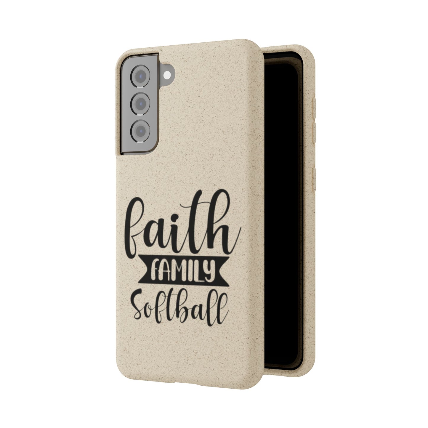 Biodegradable Softball Case - Faith Family Design, Eco-Friendly Phone Cover, Gift for Softball Lovers, Sustainable Accessory, Sports [...]