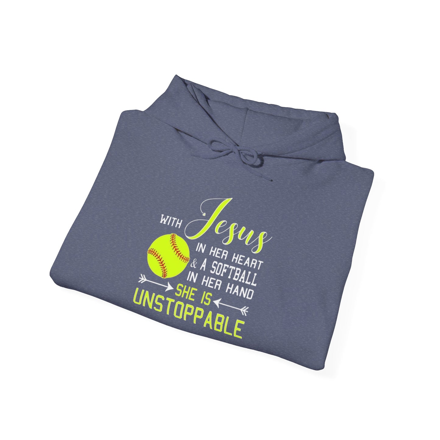 Unstoppable Faith Hooded Sweatshirt | Christian Gift for Softball Players | Inspirational Hoodie | Activewear for Women | Birthday Gift