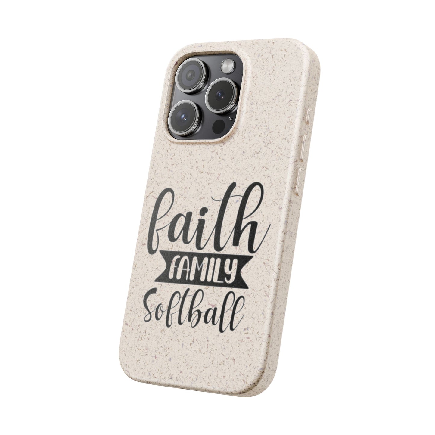 Biodegradable Softball Case - Faith Family Design, Eco-Friendly Phone Cover, Gift for Softball Lovers, Sustainable Accessory, Sports [...]