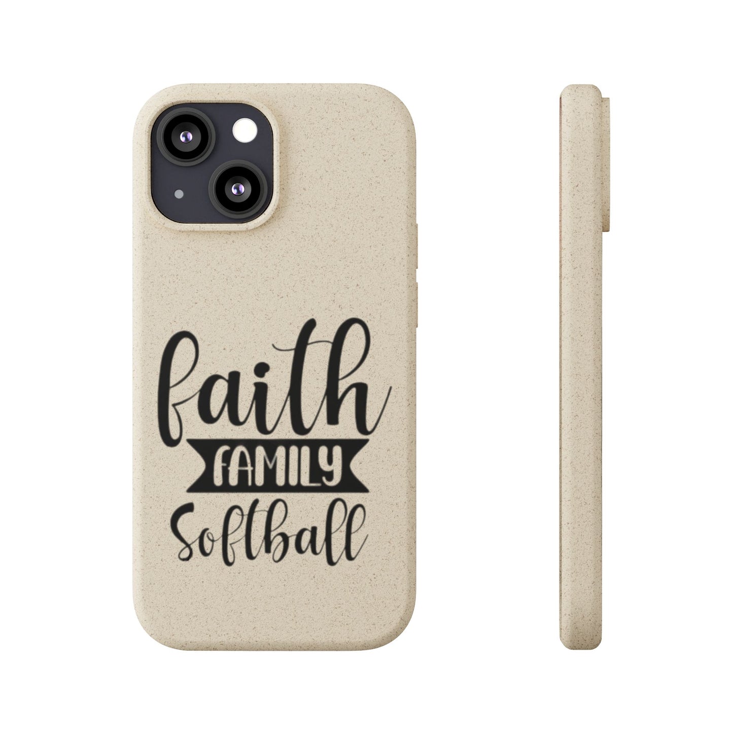 Biodegradable Softball Case - Faith Family Design, Eco-Friendly Phone Cover, Gift for Softball Lovers, Sustainable Accessory, Sports [...]